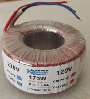 Trafo toroidní 230/120V - 170W  bazar